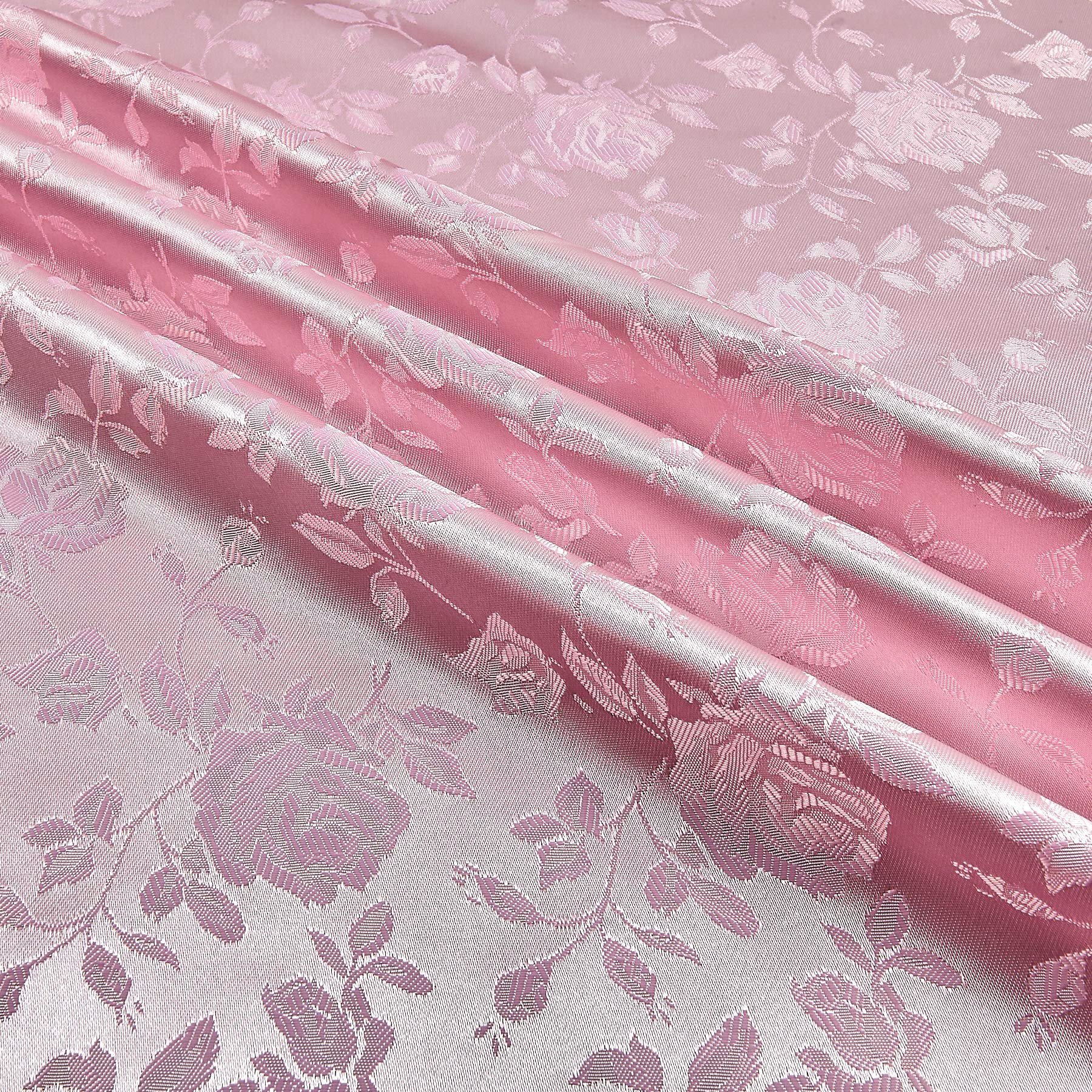Ben Textiles Rose Satin Jacquard Fabric, Pink, Fabric by The